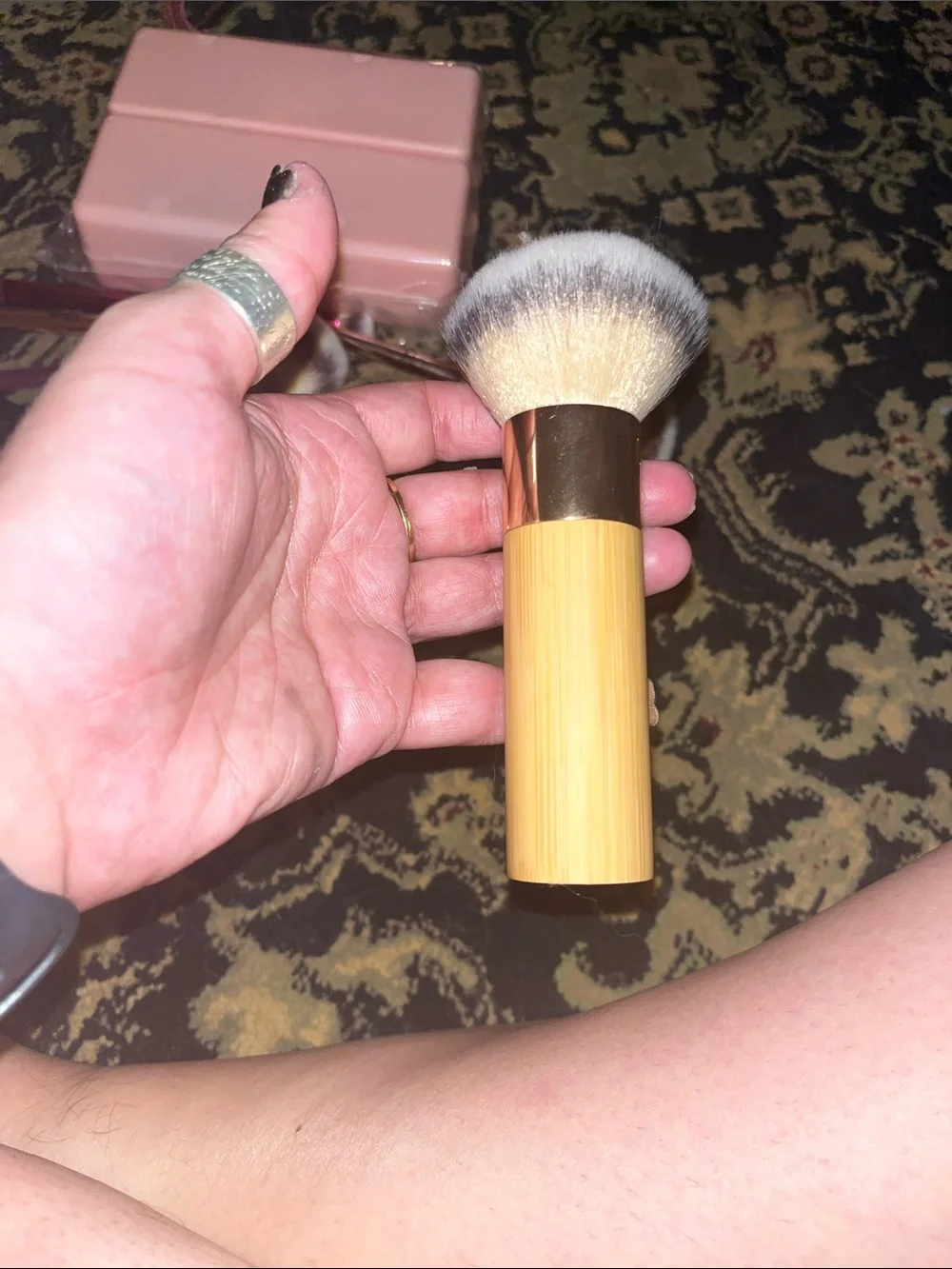 tarte Bamboo Handle Kabuki Brush with Rose Gold Ferrule and Two-Tone Bristles